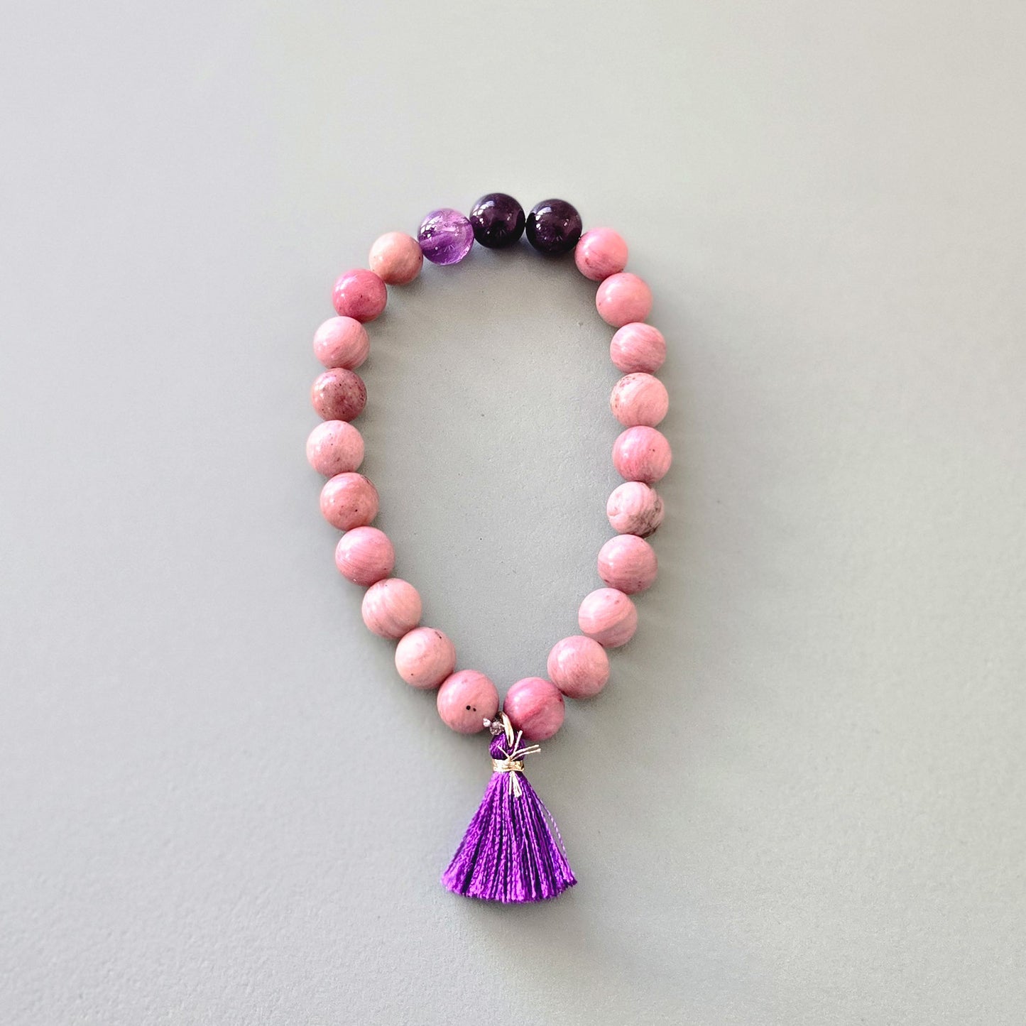 Affirmation bracelet - rhodochrosite, amethyst