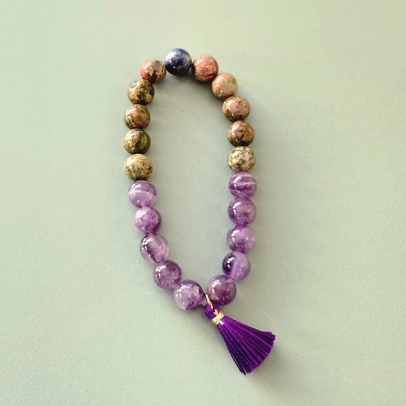 Affirmation bracelet - amethyst, unakite, sodalite